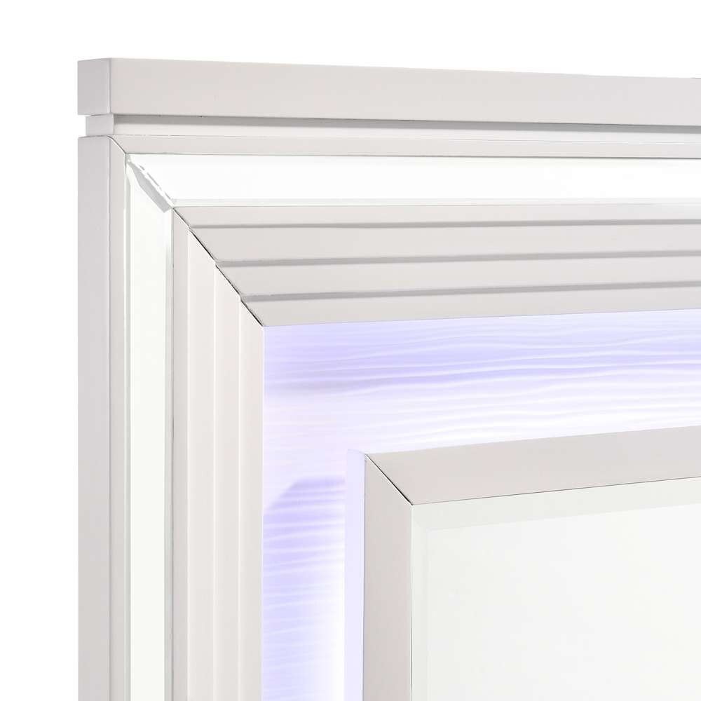 Picket House Furnishings - Charlotte 6-Drawer Dresser w/ Mood Lighting Mirror in White - TN700DRMR veiw 4