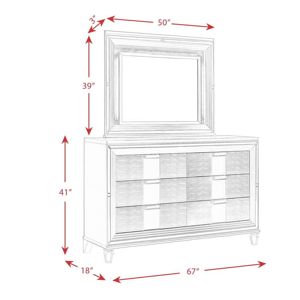 Picket House Furnishings - Charlotte 6-Drawer Dresser w/ Mood Lighting Mirror in White - TN700DRMR veiw 7