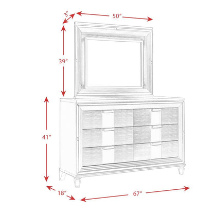 Picket House Furnishings - Charlotte 6-Drawer Dresser w/ Mood Lighting Mirror in White - TN700DRMR veiw 7