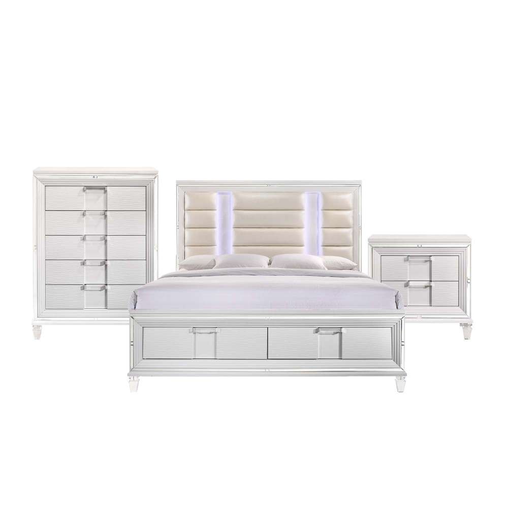 Picket House Furnishings - Charlotte King Storage 3PC Bedroom Set in White - TN700KB3PC veiw 1