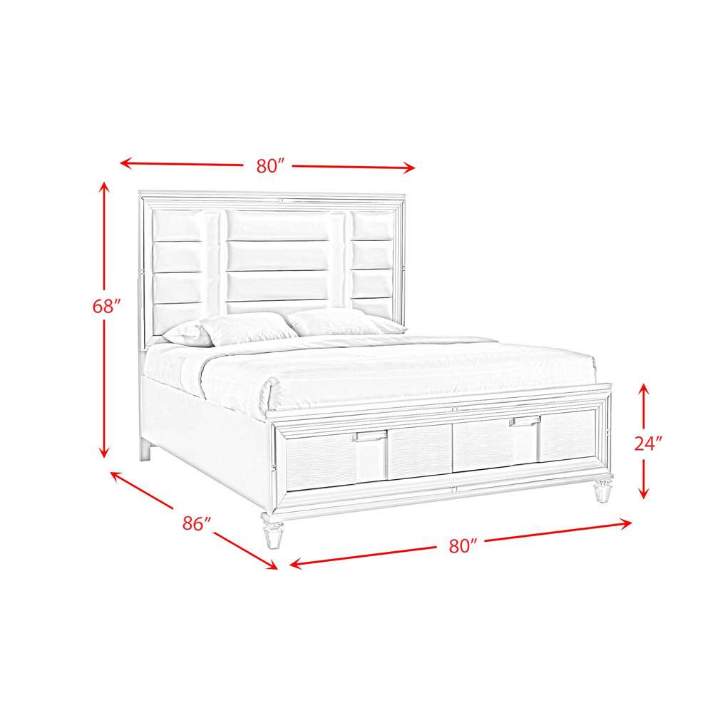 Picket House Furnishings - Charlotte King Storage 4PC Bedroom Set in White - TN700KB4PC veiw 8