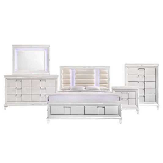 Picket House Furnishings - Charlotte King Storage 5PC Bedroom Set in White - TN700KB5PC veiw 2