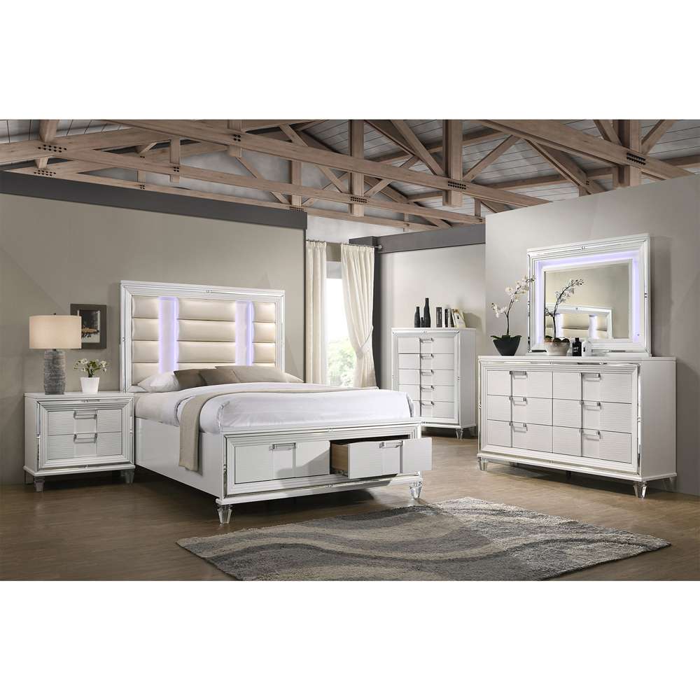 Picket House Furnishings - Charlotte King Storage 5PC Bedroom Set in White - TN700KB5PC veiw 3