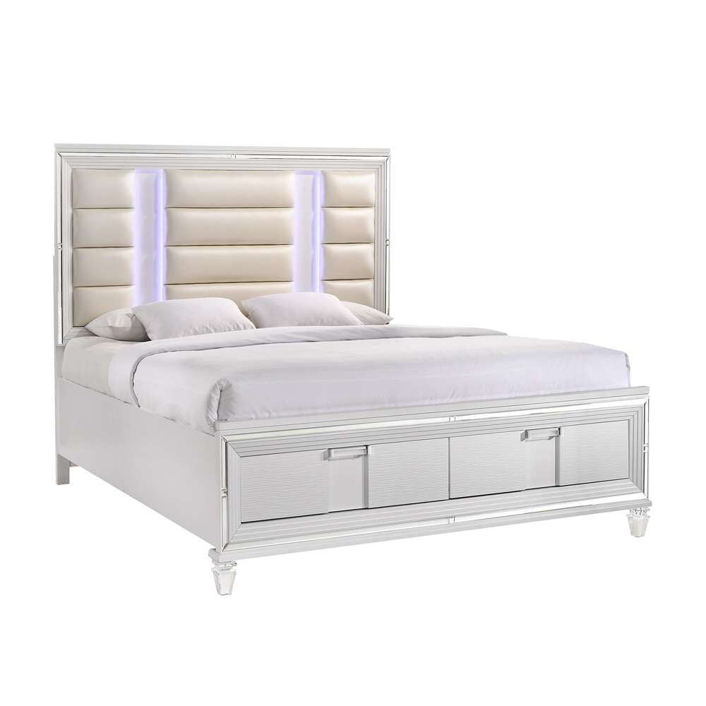 Picket House Furnishings - Charlotte King Storage 5PC Bedroom Set in White - TN700KB5PC veiw 4