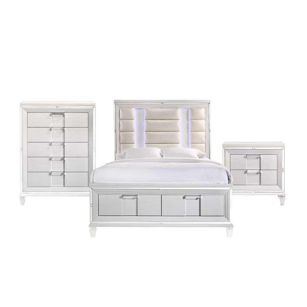 Picket House Furnishings - Charlotte Queen Storage 3PC Bedroom Set in White - TN700QB3PC veiw 1