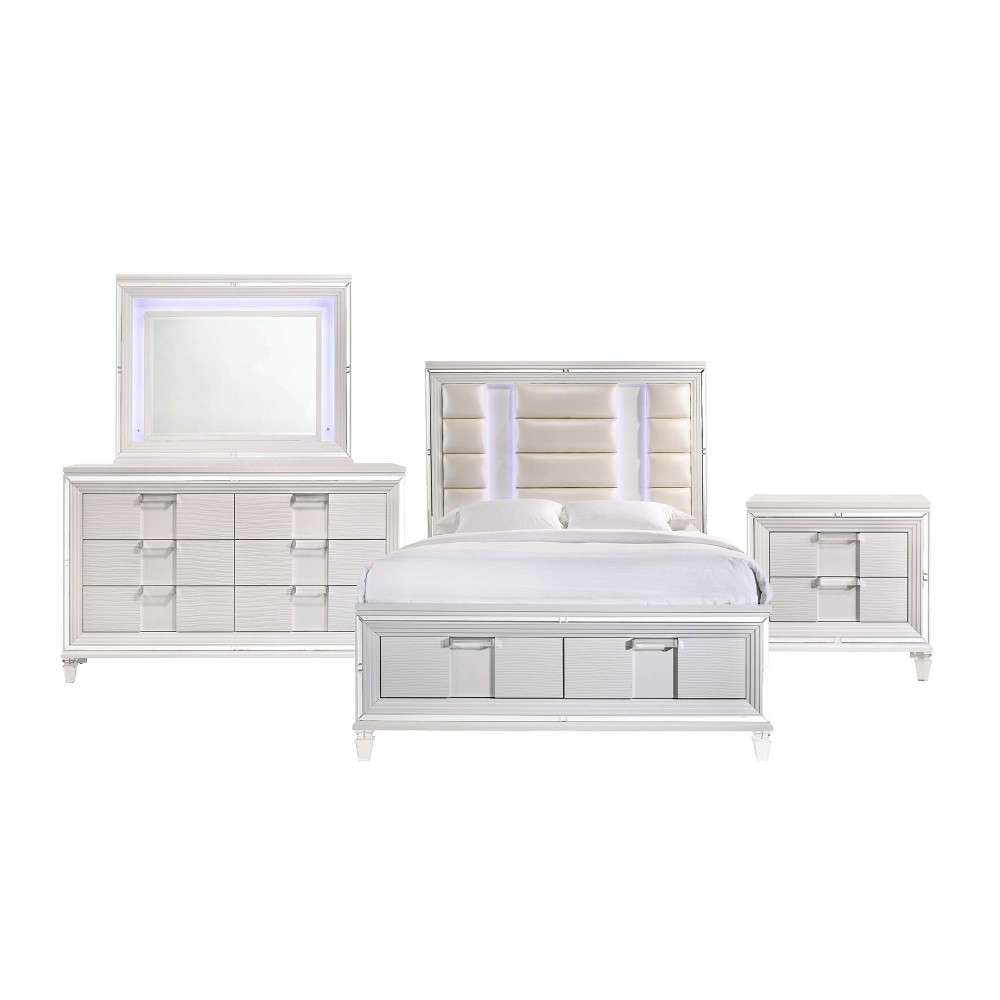 Picket House Furnishings - Charlotte Queen Storage 4PC Bedroom Set in White - TN700QB4PC veiw 2