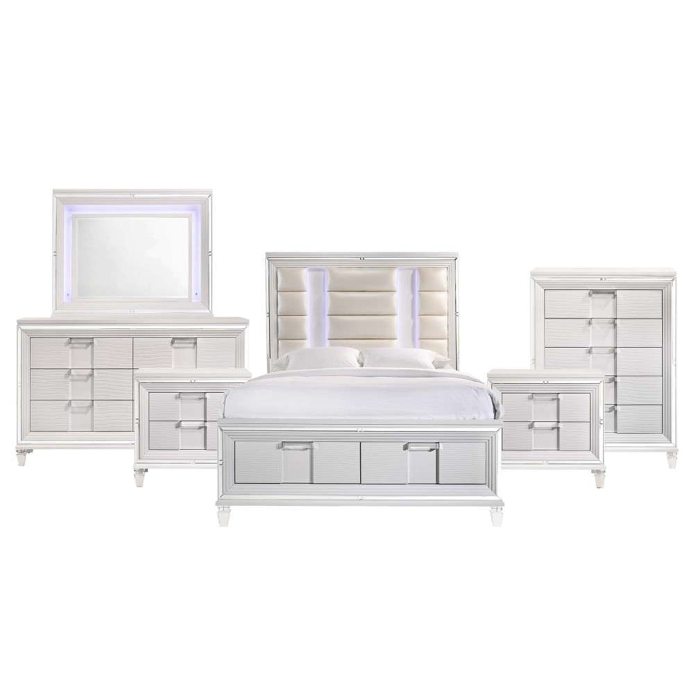 Picket House Furnishings - Charlotte Queen Storage 6PC Bedroom Set in White - TN700QB6PC veiw 2