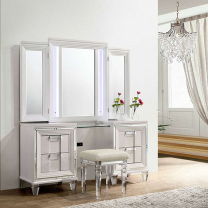 Picket House Furnishings - Charlotte Vanity Set with USB in White - TN700VT veiw 3