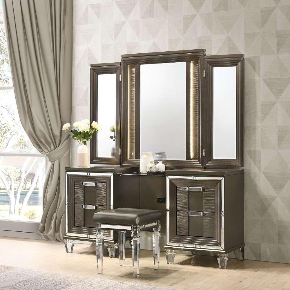 Picket House Furnishings - Charlotte Vanity Stool with Acrylic Leg - TN600VTNSTAL veiw 2