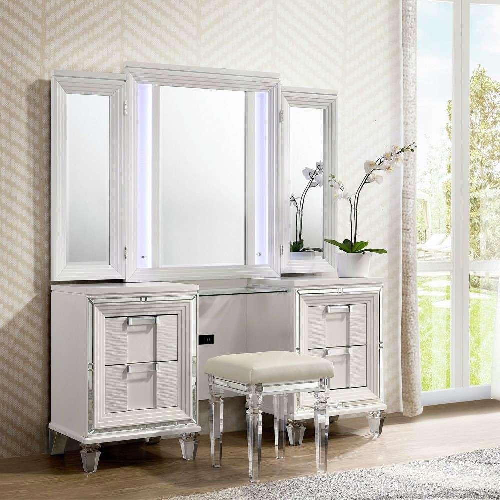Picket House Furnishings - Charlotte Vanity Stool with Acrylic Leg - TN700VTNSTAL veiw 2