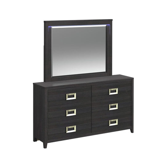 Picket House Furnishings - Chett Dresser and Mirror Set with LED in Black - B-15990-8-DRMR veiw 1