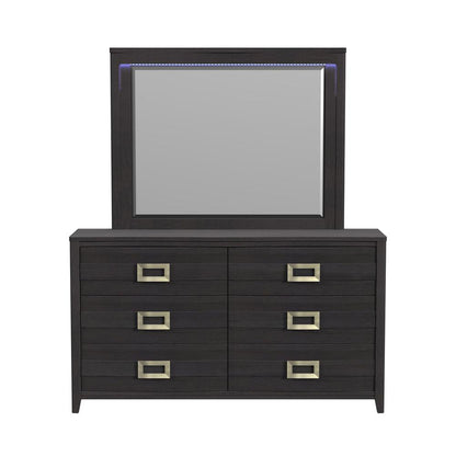 Picket House Furnishings - Chett Dresser and Mirror Set with LED in Black - B-15990-8-DRMR veiw 2