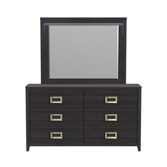 Picket House Furnishings - Chett Dresser and Mirror Set with LED in Black - B-15990-8-DRMR veiw 2