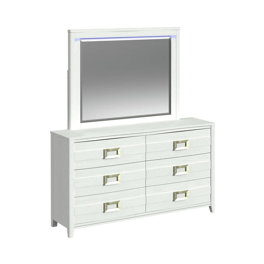Picket House Furnishings -  Chett Dresser and Mirror Set with LED in White - B-15990-7-DRMR view 1
