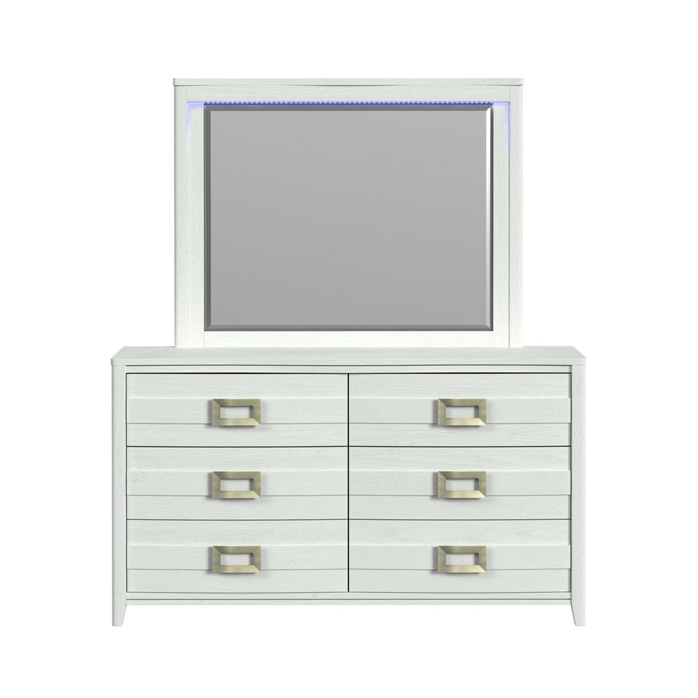 Picket House Furnishings -  Chett Dresser and Mirror Set with LED in White - B-15990-7-DRMR view 2