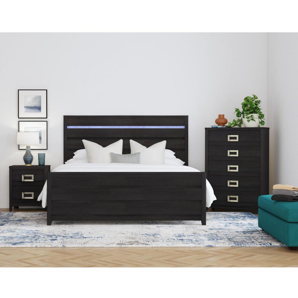 Picket House Furnishings - Chett Full 3PC Bedroom Set with LED in Black - B-15990-8-FBL-3PC veiw 1