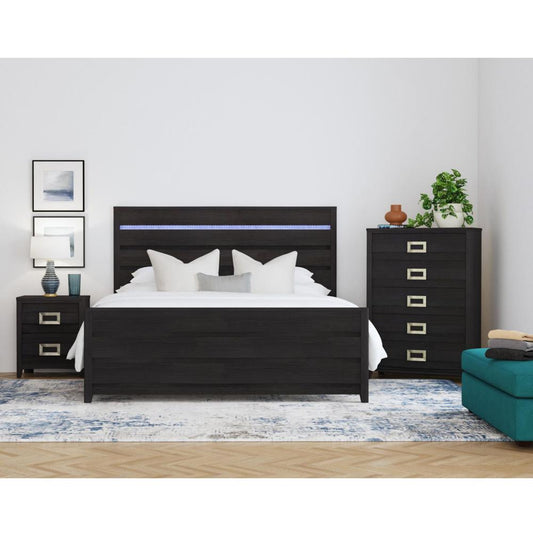 Picket House Furnishings - Chett Full 3PC Bedroom Set with LED in Black - B-15990-8-FBL-3PC veiw 1