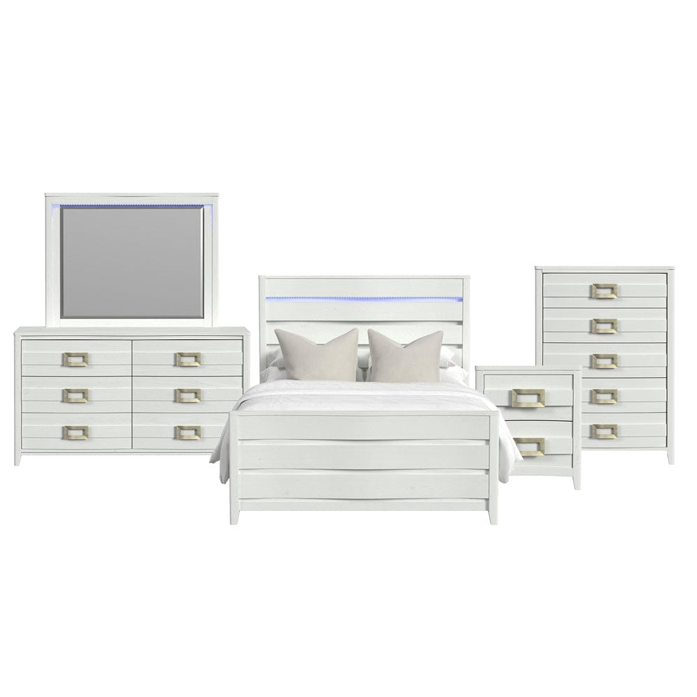 Picket House Furnishings -  Chett Full 5PC Bedroom Set with LED in White - B-15990-7-FBL-5PC view 1