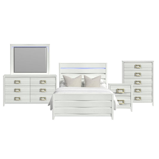 Picket House Furnishings -  Chett Full 5PC Bedroom Set with LED in White - B-15990-7-FBL-5PC view 1