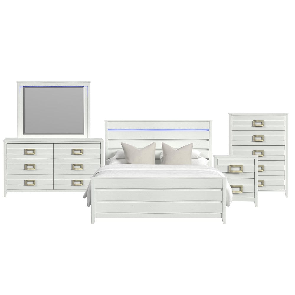 Picket House Furnishings -  Chett King 5PC Bedroom Set with LED in White - B-15990-7-KBL-5PC view 1