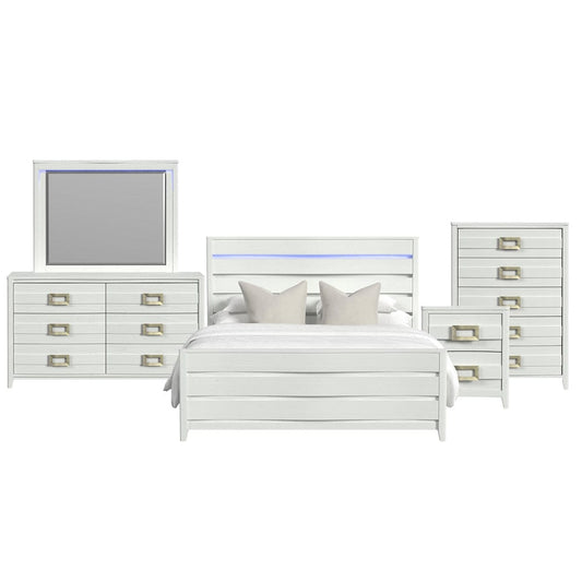 Picket House Furnishings -  Chett King 5PC Bedroom Set with LED in White - B-15990-7-KBL-5PC view 1