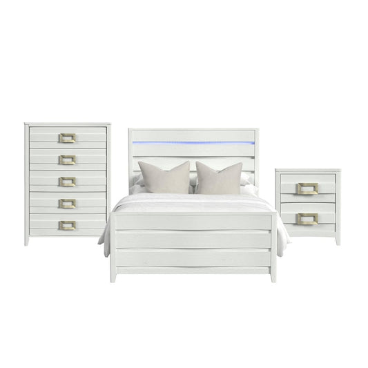Picket House Furnishings -  Chett Queen 3PC Bedroom Set with LED in White - B-15990-7-QBL-3PC view 1