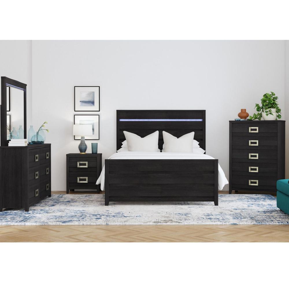 Picket House Furnishings - Chett Queen 5PC Bedroom Set with LED in Black - B-15990-8-QBL-5PC veiw 1