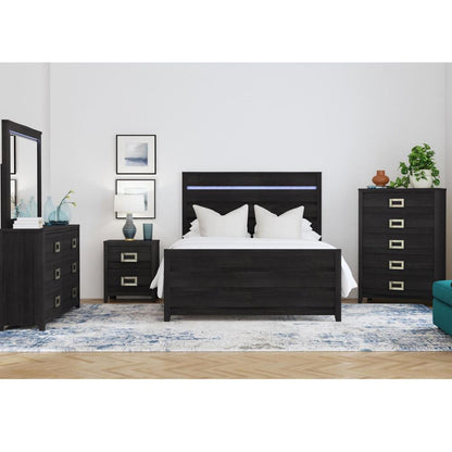 Picket House Furnishings - Chett Queen 5PC Bedroom Set with LED in Black - B-15990-8-QBL-5PC veiw 1