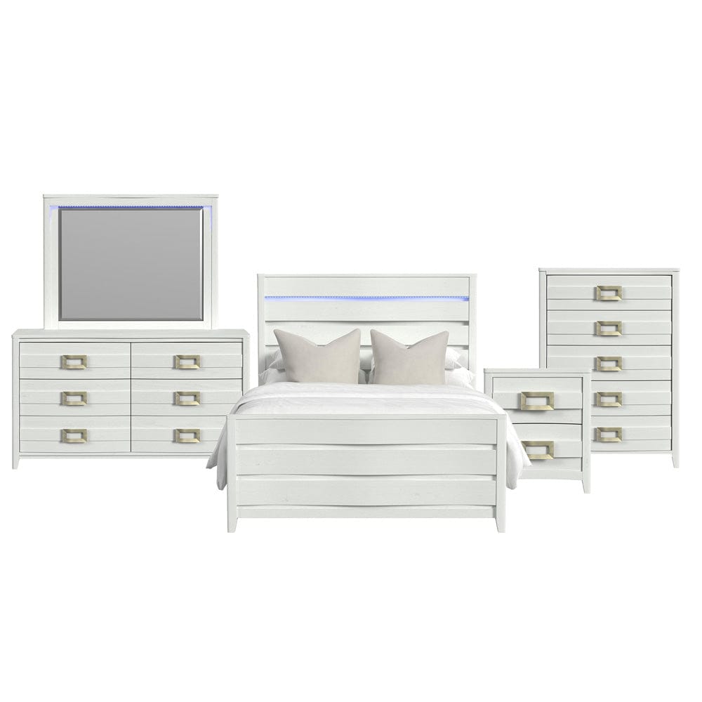 Picket House Furnishings -  Chett Queen 5PC Bedroom Set with LED in White - B-15990-7-QBL-5PC view 1