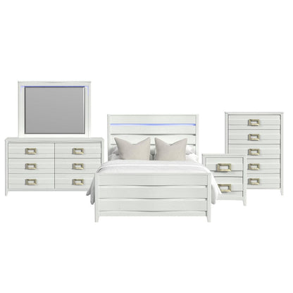 Picket House Furnishings -  Chett Queen 5PC Bedroom Set with LED in White - B-15990-7-QBL-5PC view 1