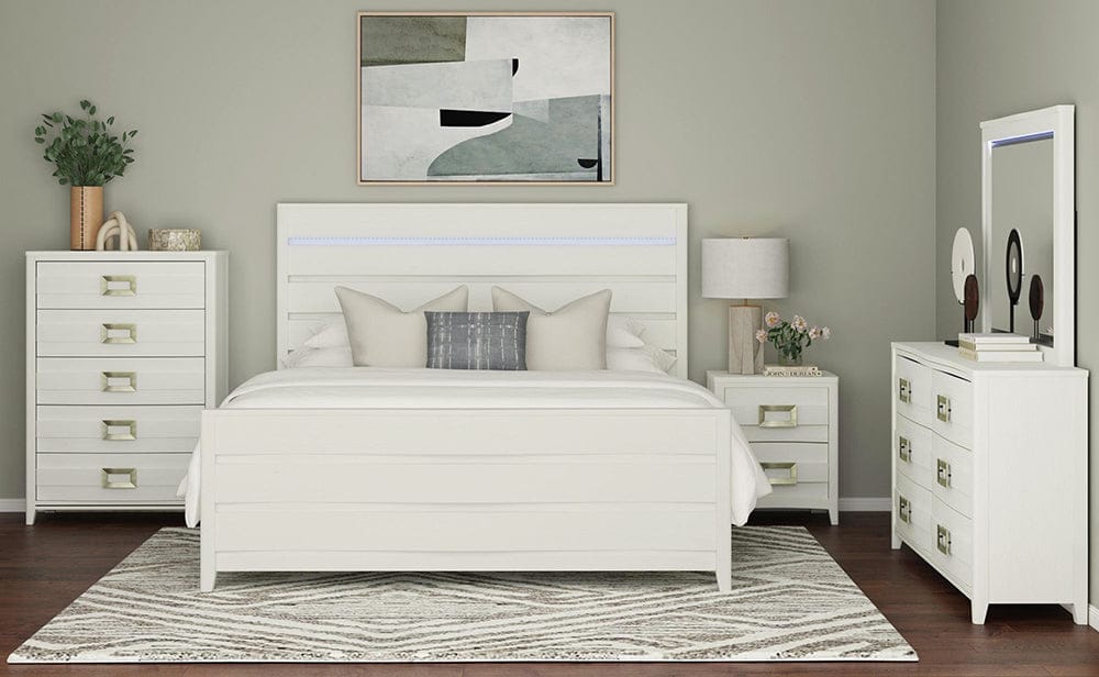 Picket House Furnishings -  Chett Queen 5PC Bedroom Set with LED in White - B-15990-7-QBL-5PC view 7
