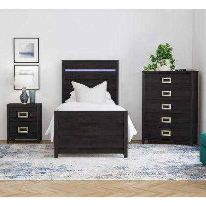 Picket House Furnishings - Chett Twin 3PC Bedroom Set with LED in Black - B-15990-8-TBL-3PC veiw 1