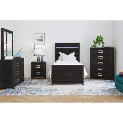 Picket House Furnishings - Chett Twin 5PC Bedroom Set with LED in Black - B-15990-8-TBL-5PC veiw 1