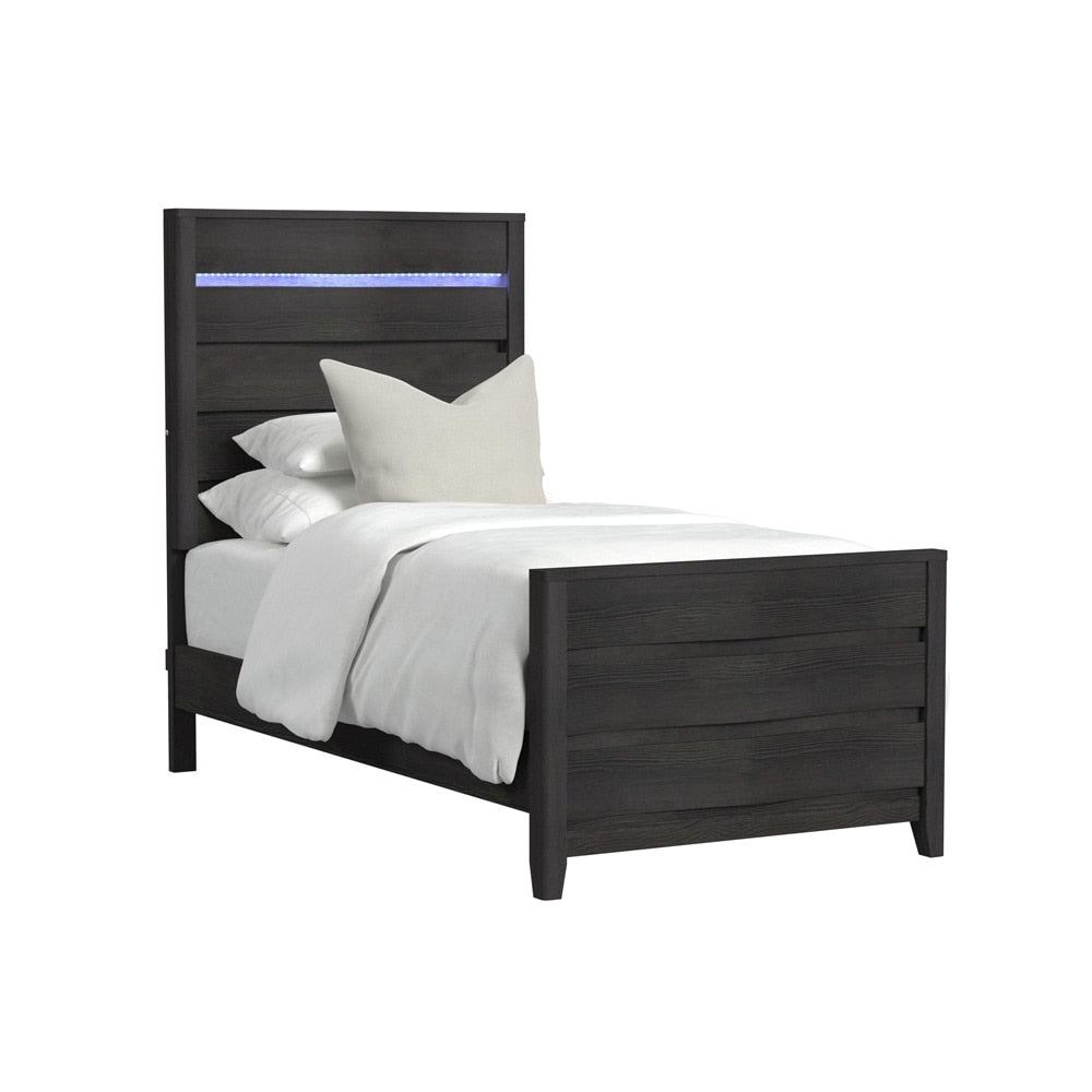 Picket House Furnishings - Chett Twin 5PC Bedroom Set with LED in Black - B-15990-8-TBL-5PC veiw 4