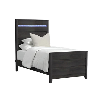 Picket House Furnishings - Chett Twin 5PC Bedroom Set with LED in Black - B-15990-8-TBL-5PC veiw 4