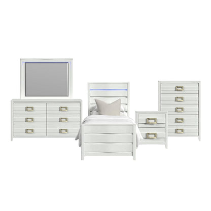 Picket House Furnishings -  Chett Twin 5PC Bedroom Set with LED in White - B-15990-7-TBL-5PC view 1