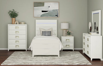 Picket House Furnishings -  Chett Twin 5PC Bedroom Set with LED in White - B-15990-7-TBL-5PC view 7
