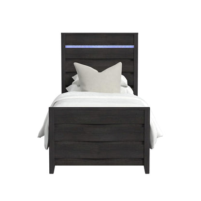 Picket House Furnishings - Chett Twin Bed with LED in Black - B-15990-8-TBL veiw 2