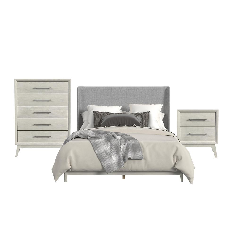 Picket House Furnishings - Clare King UPH 3PC Bedroom Set with Grey Fabric in Almond - B-13000-6-KUB-3PC veiw 1