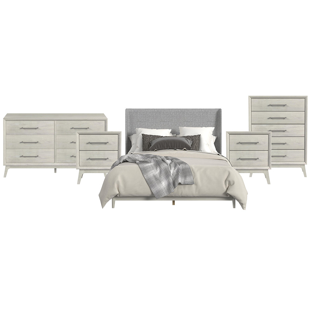 Picket House Furnishings - Clare King Uph 5PC Bedroom Set in Almond - B-13000-6-KUB-NSDRC view 1
