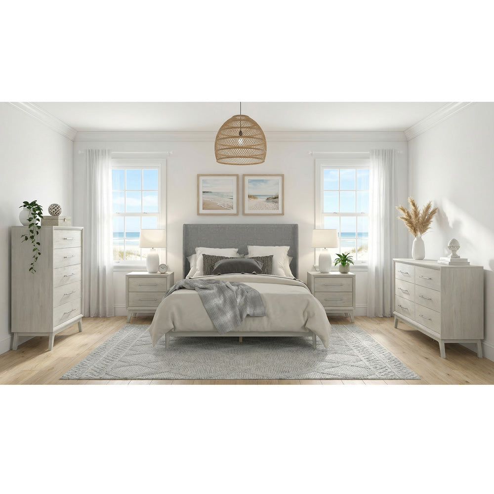 Picket House Furnishings - Clare King Uph 5PC Bedroom Set in Almond - B-13000-6-KUB-NSDRC view 3