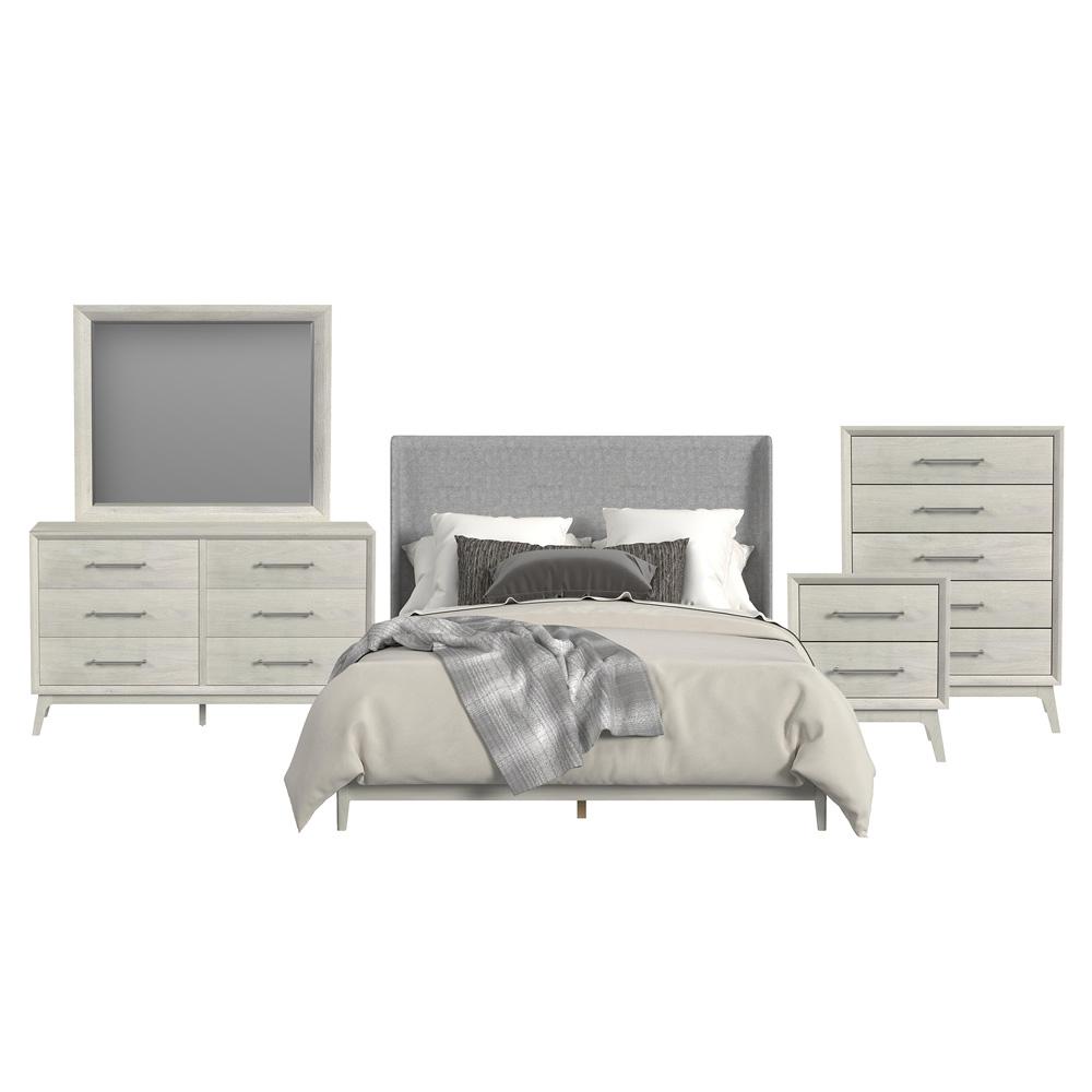 Picket House Furnishings - Clare King UPH 5PC Bedroom Set with Grey Fabric in Almond - B-13000-6-KUB-5PC veiw 1
