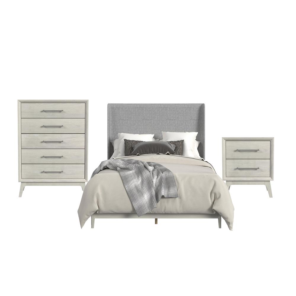 Picket House Furnishings - Clare Queen UPH 3PC Bedroom Set with Grey Fabric in Almond - B-13000-6-QUB-3PC veiw 1