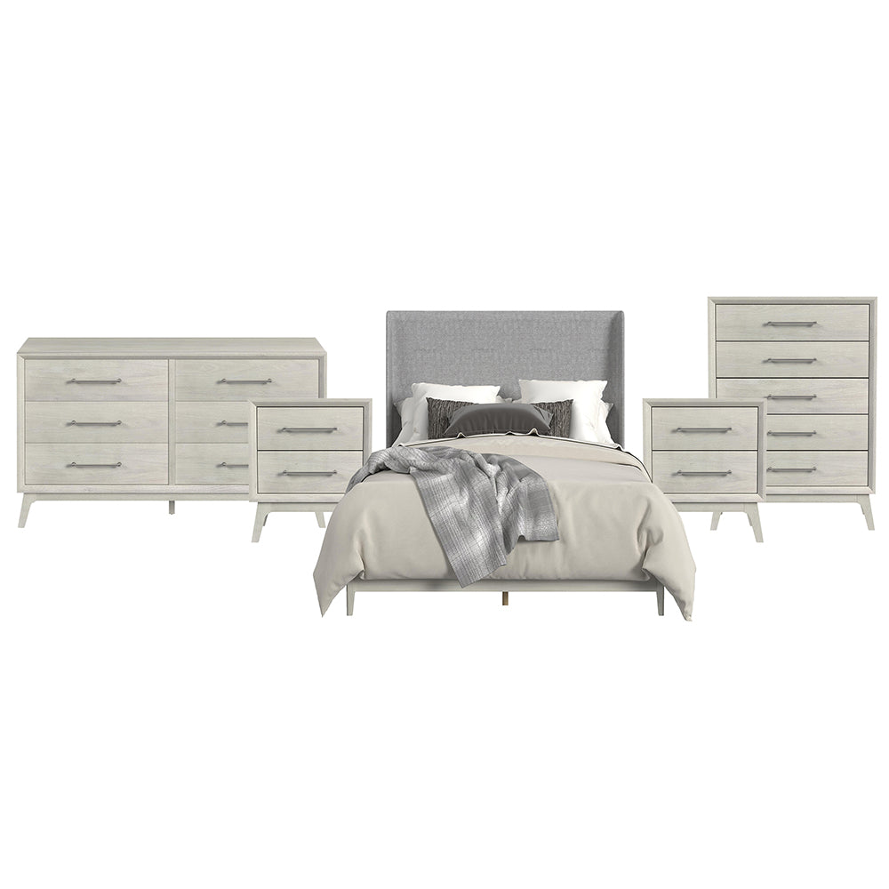 Picket House Furnishings - Clare Queen Uph 5PC Bedroom Set in Almond - B-13000-6-QUB-NSDRC view 1