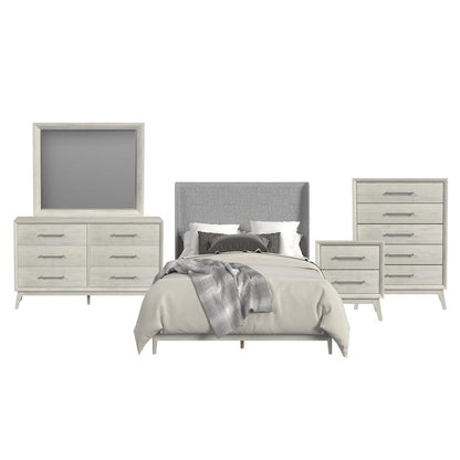 Picket House Furnishings - Clare Queen UPH 5PC Bedroom Set with Grey Fabric in Almond - B-13000-6-QUB-5PC veiw 1