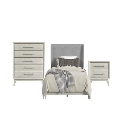 Picket House Furnishings - Clare Twin UPH 3PC Bedroom Set with Grey Fabric in Almond - B-13000-6-TUB-3PC veiw 1