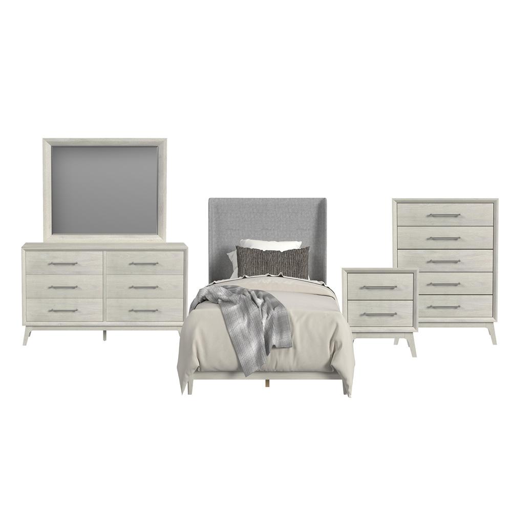 Picket House Furnishings - Clare Twin UPH 5PC Bedroom Set with Grey Fabric in Almond - B-13000-6-TUB-5PC veiw 1