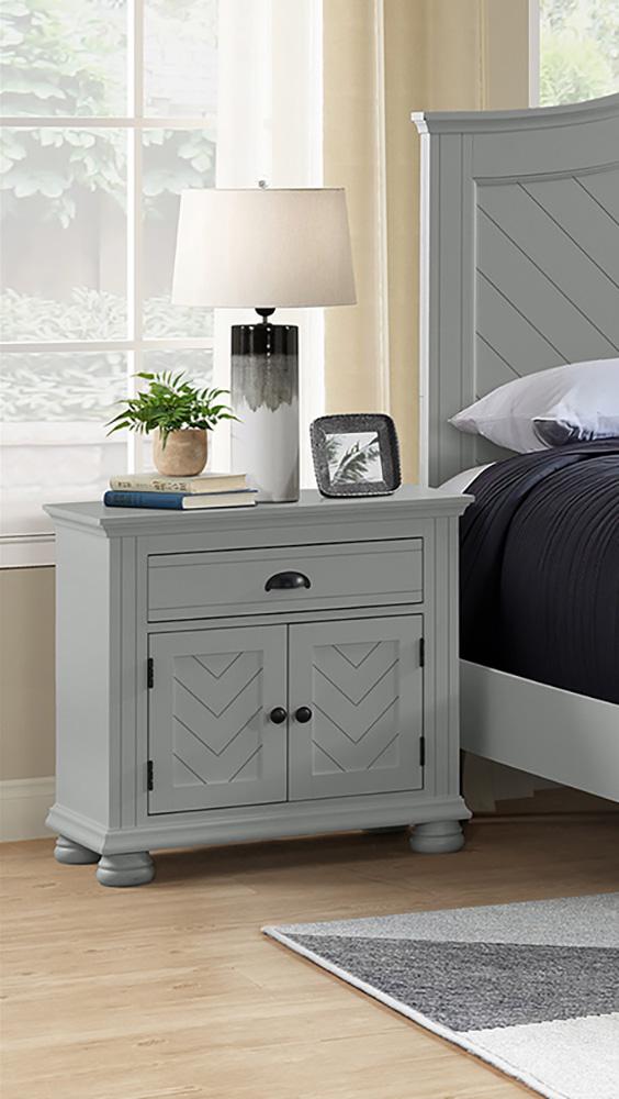 Picket House Furnishings -  Conaughey 1-Drawer Nightstand in Grey - B-9340-3-NS veiw 3