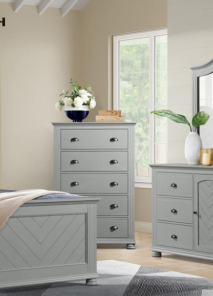 Picket House Furnishings -  Conaughey 5-Drawer Chest in Grey - B-9340-3-CH veiw 3