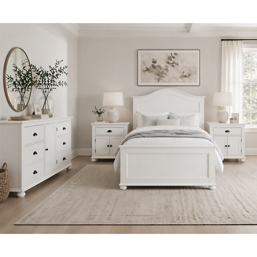 Picket House Furnishings - Conaughey Queen 4PC Bedroom Set in White - B-9340-7-QB-NSDR view 3